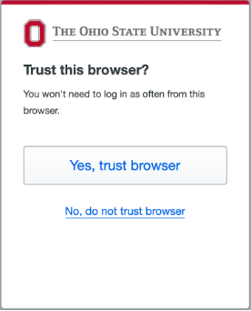 Duo Universal trust browser option screen 