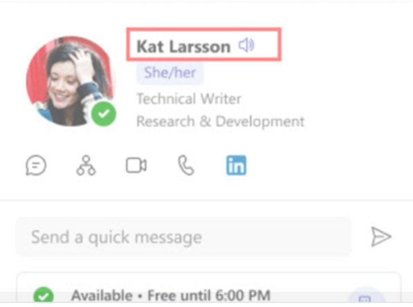 screenshot shows speaker icon that activated pronunciation next to user name