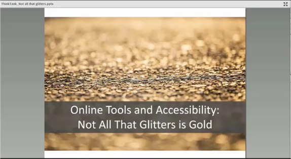 Screen shot of one of the slides from an accessibility task force online presentation.