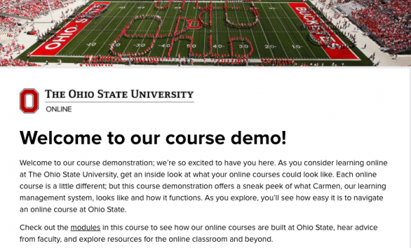 Ohio State Online Course Demo