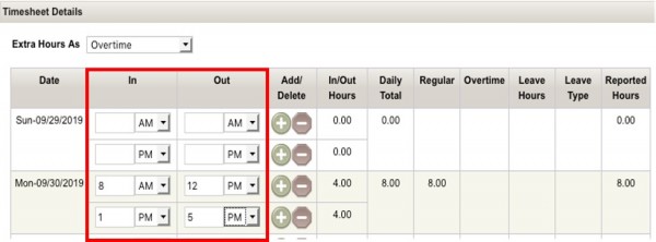 eTimesheet Screenshot