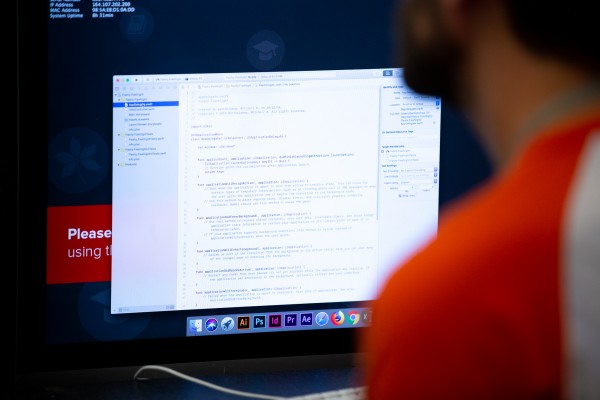 A computer screen full of code written at App Fest.