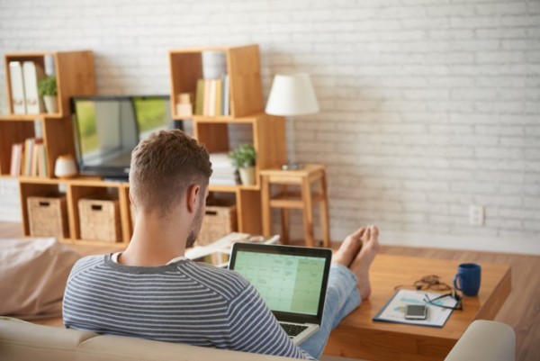 man using laptop