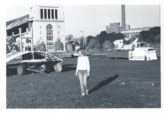 Judy Leddy in front of Ohio Stadium, 1977