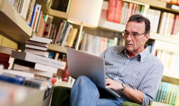 man using laptop