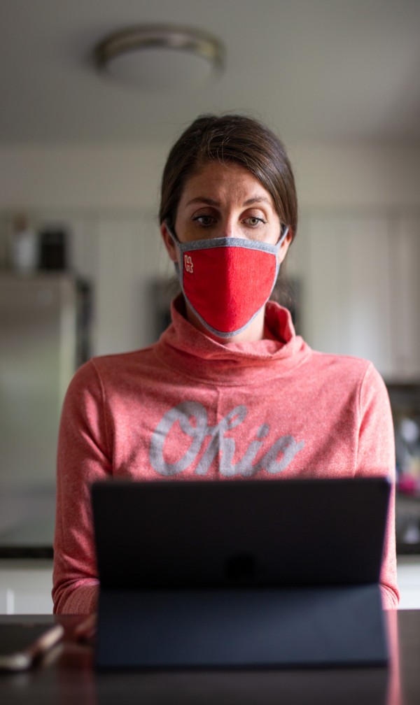 decorative woman using computer