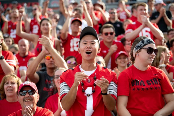 Crowd cheering at Ohio State Football Game