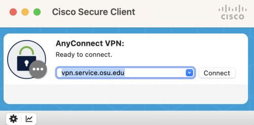 Cisco Secure Client AnyConnect VPN - Ready to Connect Screen