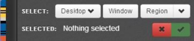 Desktop, Window, and Region selection buttons in Desktop Recorder